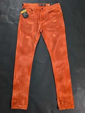 PRPS Soul Cayenne Fit Jeans Mens 32x32 Distressed Orange Stretch Made On Purpose